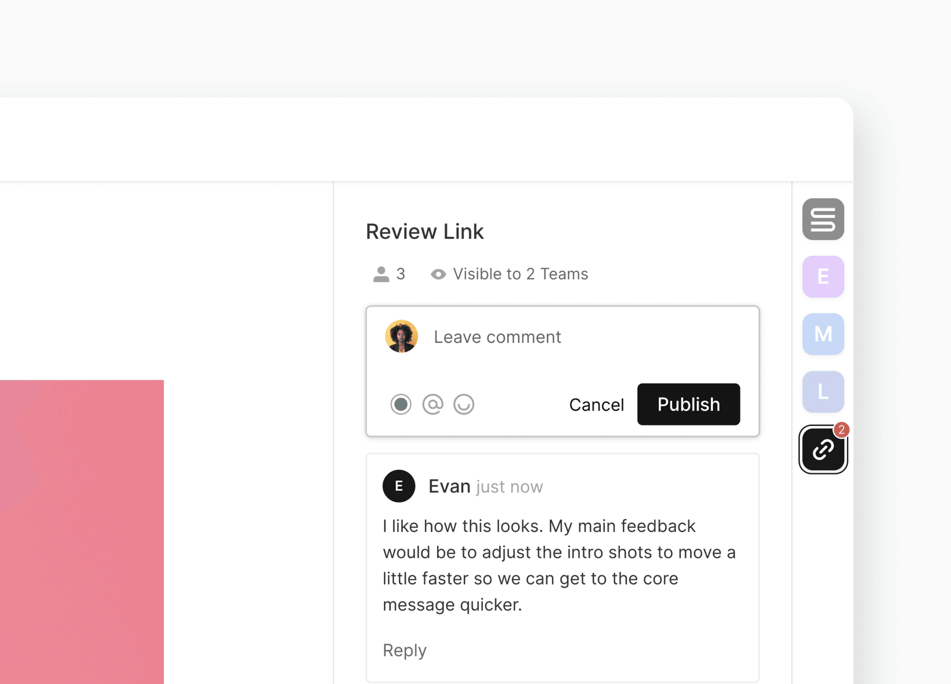 Segmentation of review links comments from the admin view